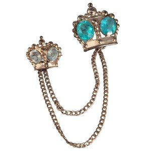 36. Signed Sterling Crown Chatelaine Style Brooch (A596)